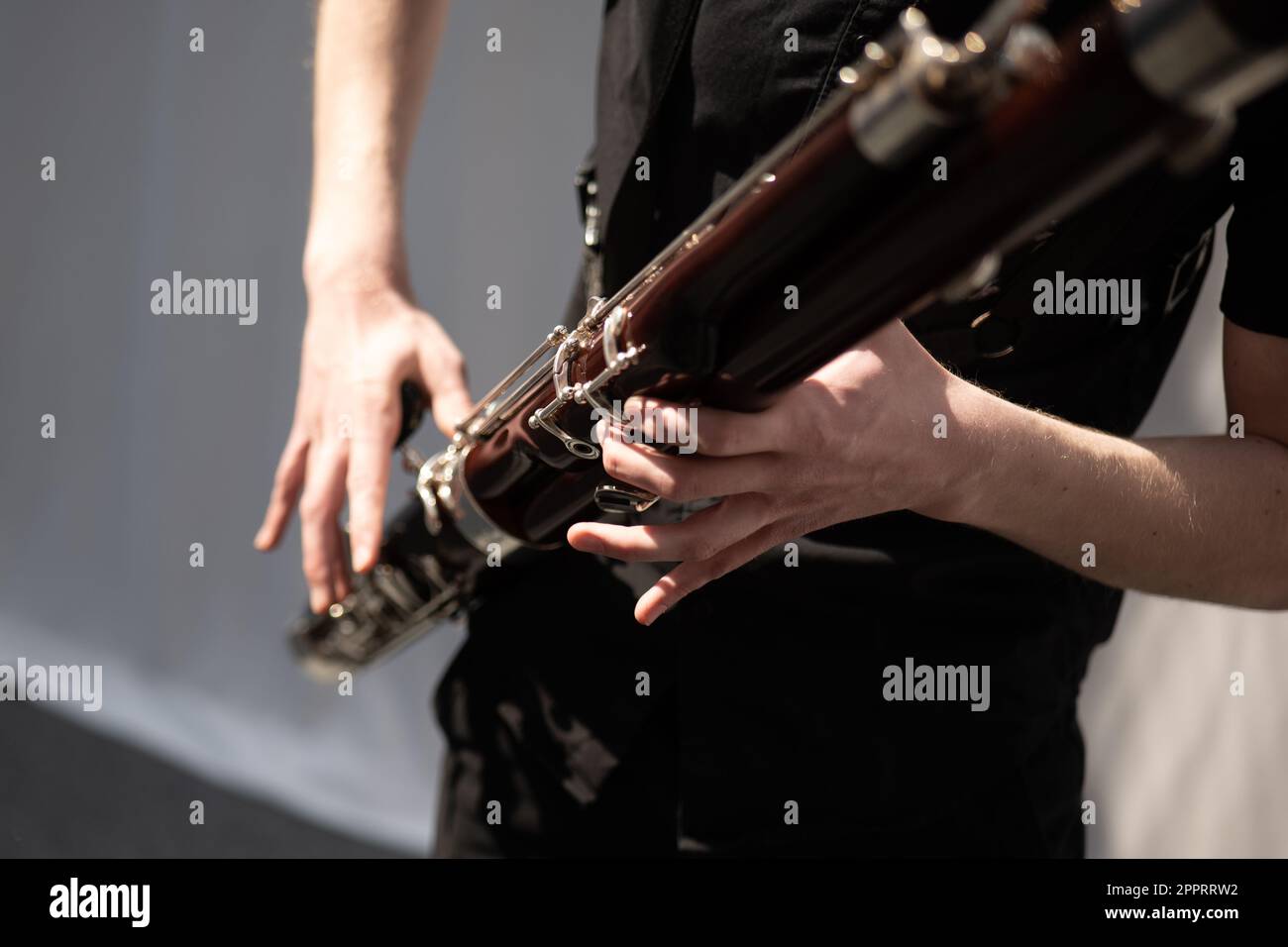 Musician playing the bassoon Stock Photo Alamy