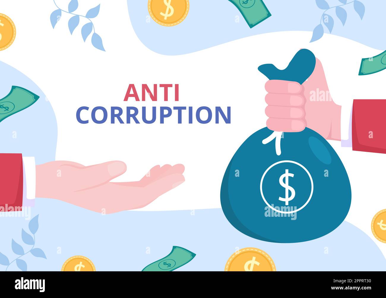 Anti Corruption Background Template Flat Cartoon Vector Illustration Stock Vector