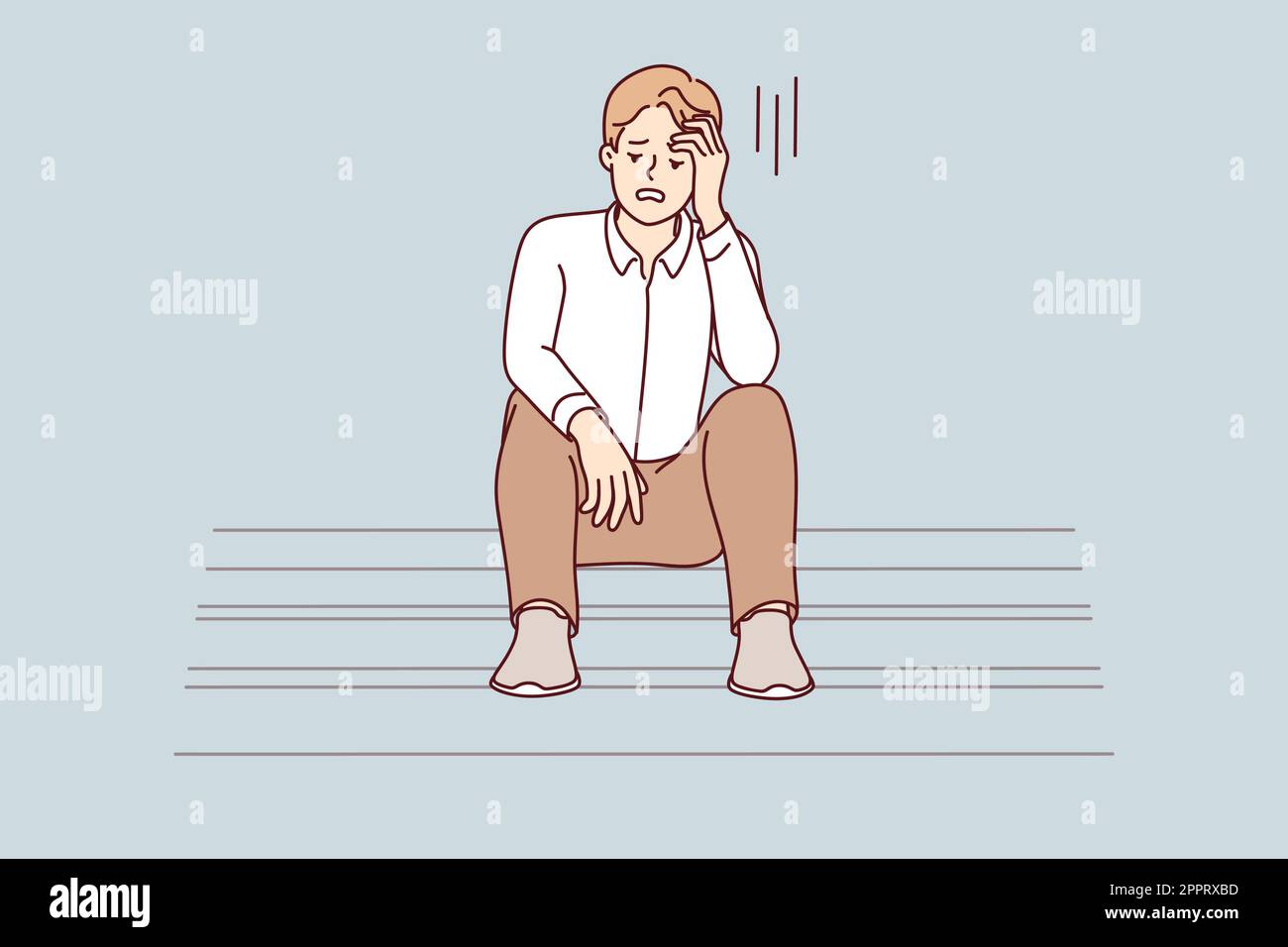 Unhappy man distressed with failure Stock Vector