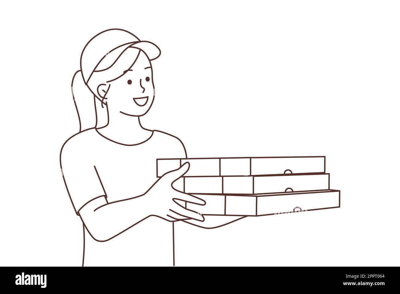 Female courier with pizza boxes Stock Vector Image & Art Alamy