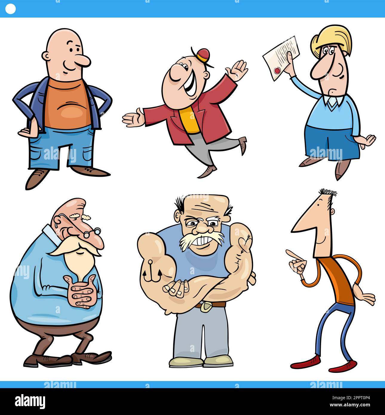 Cartoon Funny Men Comic Characters Set Stock Vector Image Art Alamy