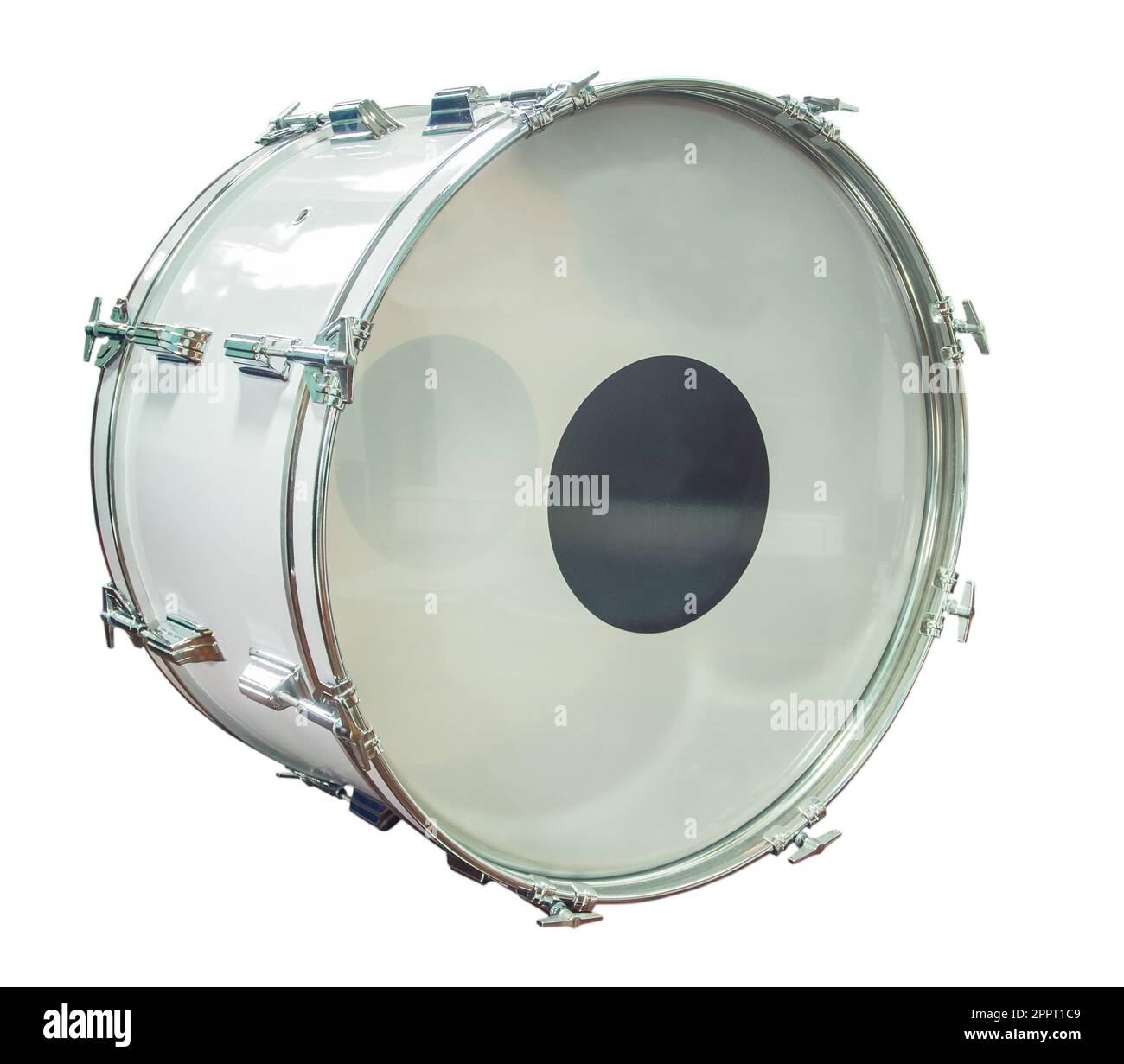 classic musical instrument big drum isolated on white background Stock