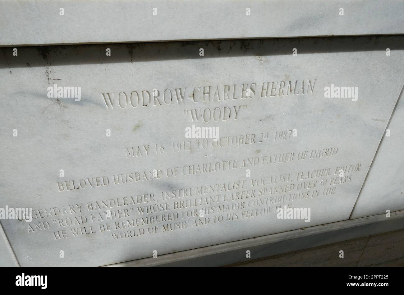 Los Angeles, California, USA 20th April 2023 Jazz Musician Woody Herman Grave at Hollywood Forever Cemetery on April 20, 2023 in Los Angeles, California, USA. Photo by Barry King/Alamy Stock Photo Stock Photo
