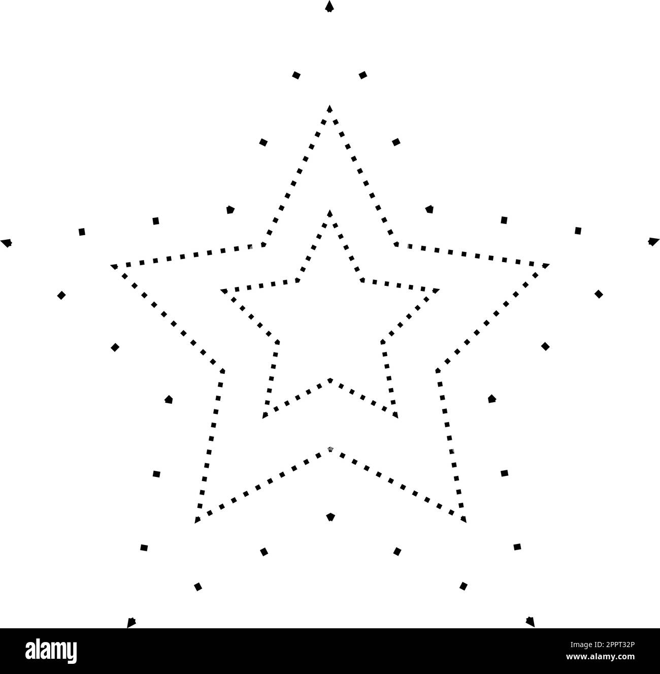 Tracing star shape broken line element for preschool, kindergarten and