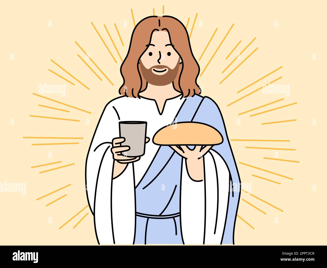 Jesus Christ with bread and wine Stock Vector