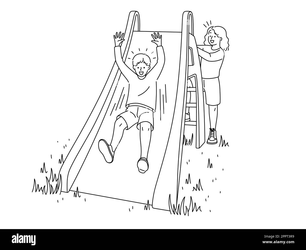 happy-children-riding-from-hill-stock-vector-image-art-alamy