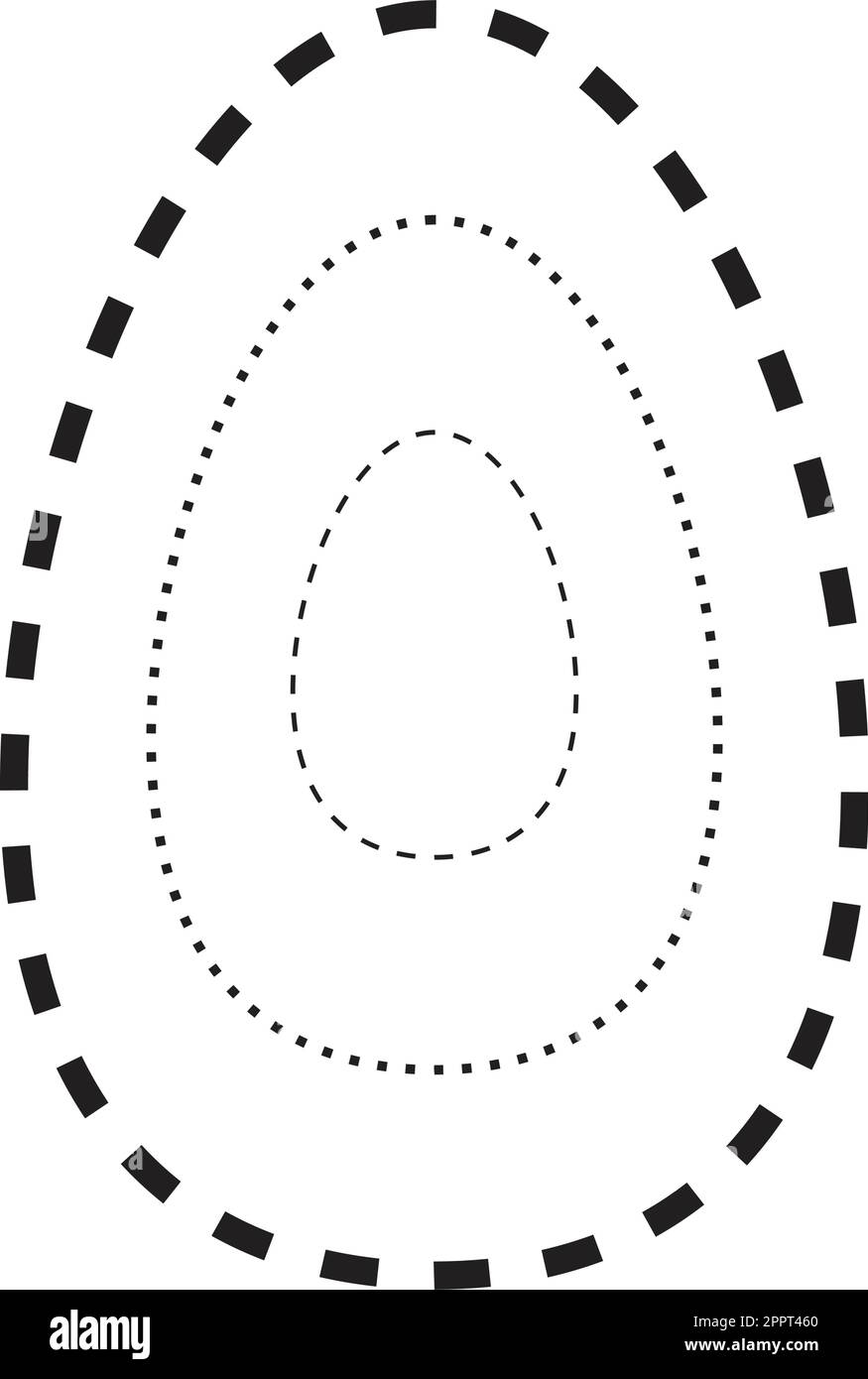 Tracing oval shape symbol, dashed and dotted broken line element for