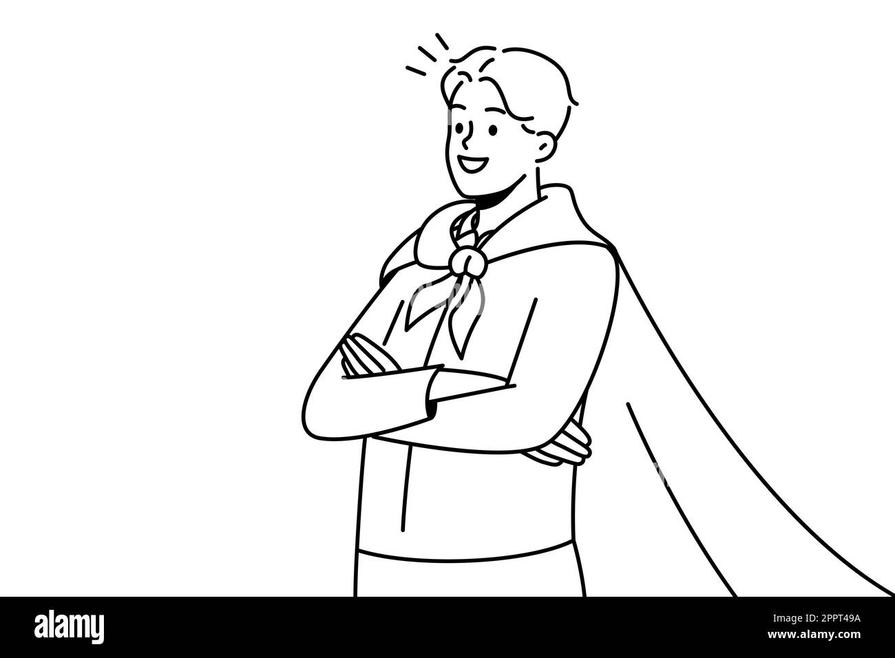 Smiling businessman in superhero coat Stock Vector