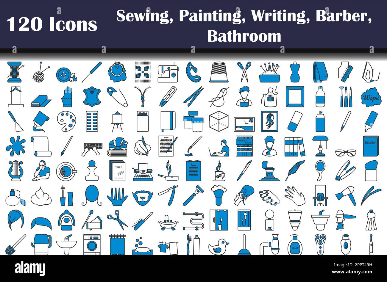 Set of 120 icons sewing hi-res stock photography and images - Alamy