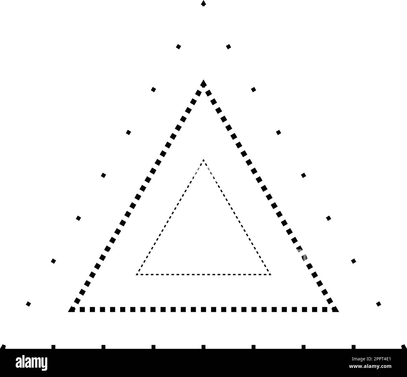 Tracing triangle shape broken line element for preschool, kindergarten