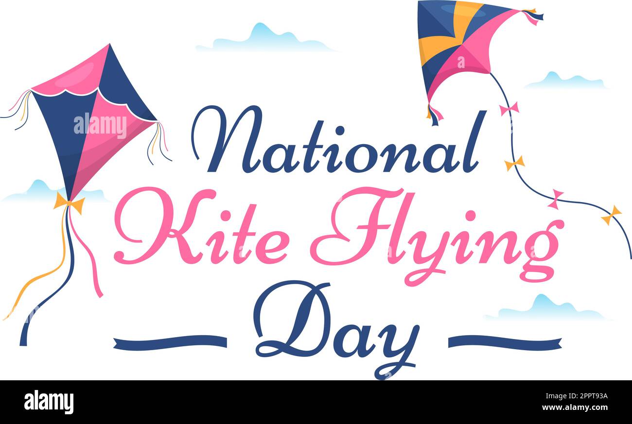 National Kite Flying Day on February 8 of Sunny Sky Background in Kids