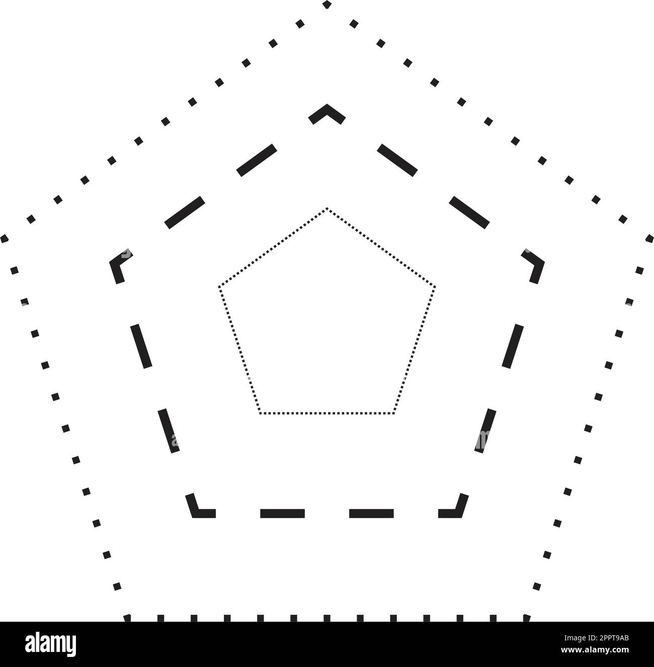 Tracing pentagon shape symbol, dashed and dotted broken line element
