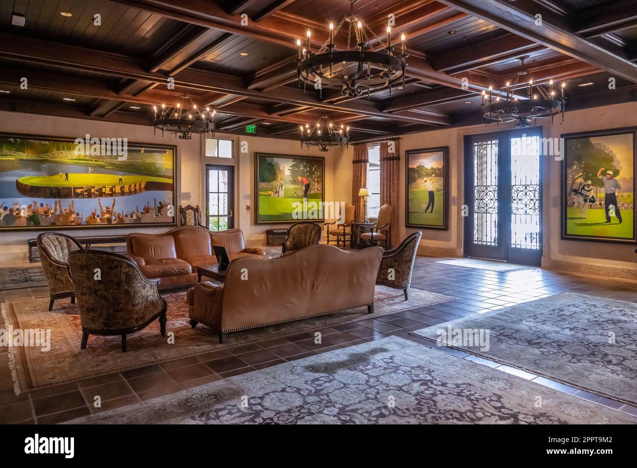 Gallery lobby at the TPC Sawgrass Clubhouse in Ponte Vedra Beach, Florida. (USA) Stock Photo