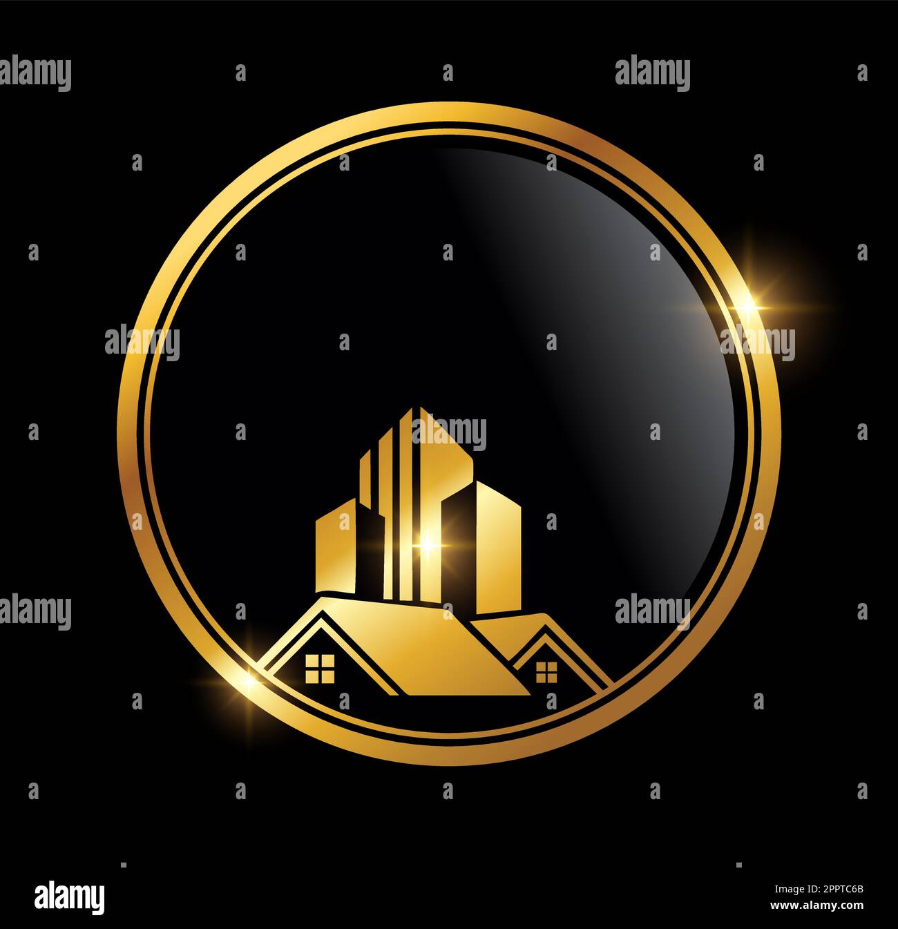 Golden Luxury Real Estate Logo Icon Stock Vector Image & Art - Alamy