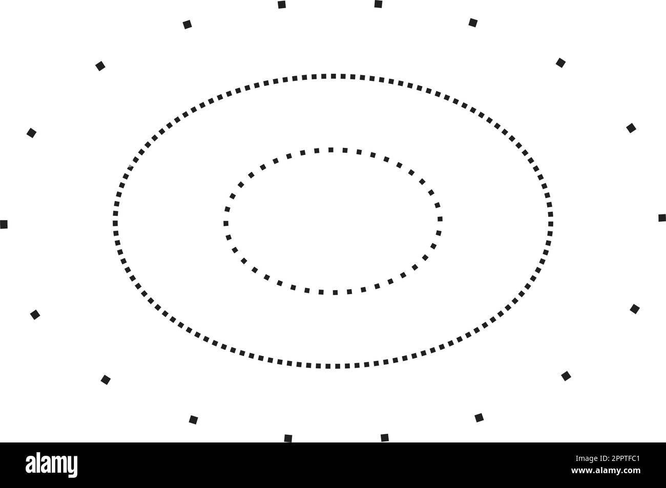 Tracing ellipse shape symbol, dashed and dotted broken line element for preschool, kindergarten and Montessori kids prewriting, drawing and cutting practice activities in vector illustration Stock Vector