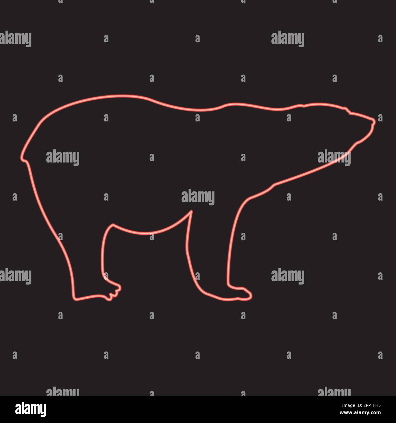 Neon polar bear red color vector illustration image flat style Stock Vector