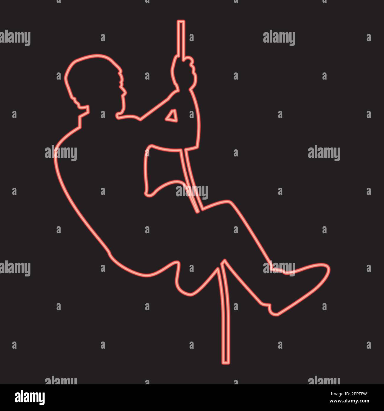Neon rock climber red color vector illustration image flat style Stock Vector