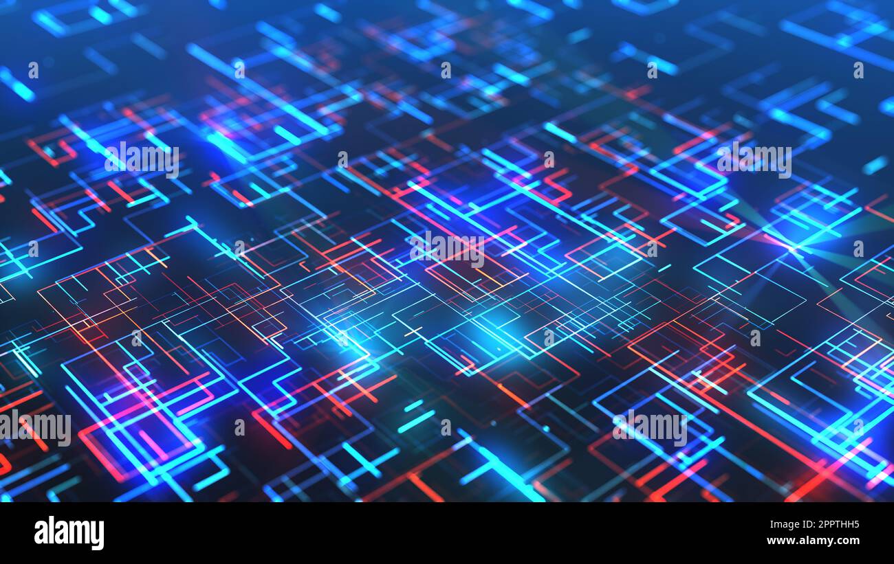 Animation data processing neon lines hi-res stock photography and ...