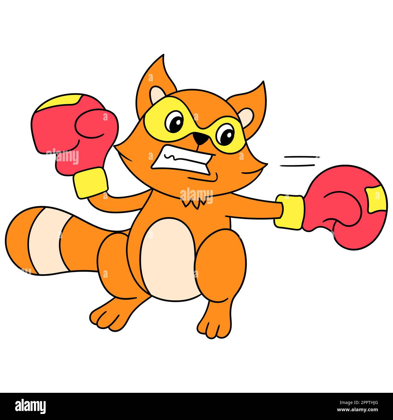 ferret stickers are practicing boxing vigorously, doodle icon image ...