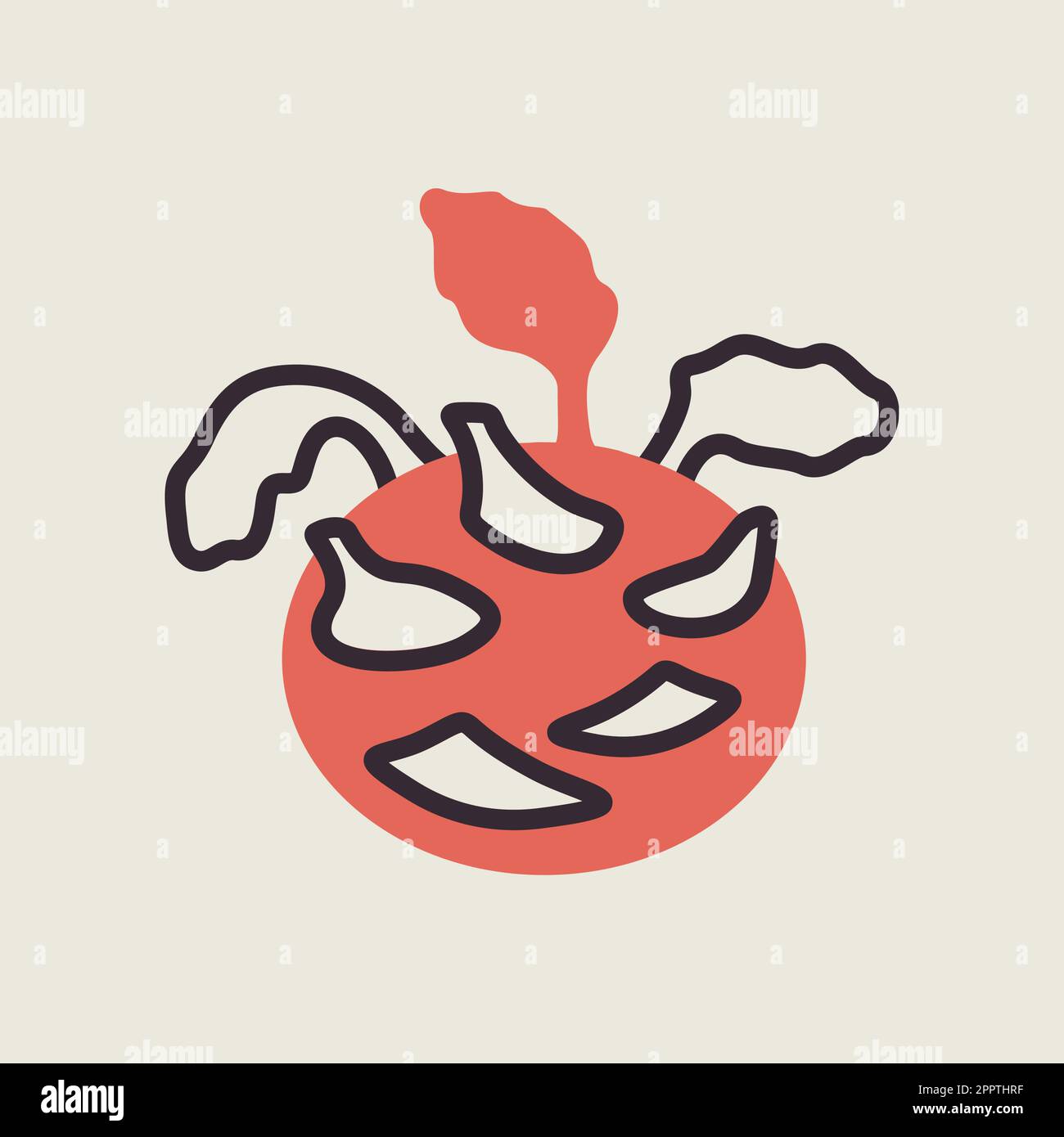 Kohlrabi or German Turnip isolated vector icon Stock Vector