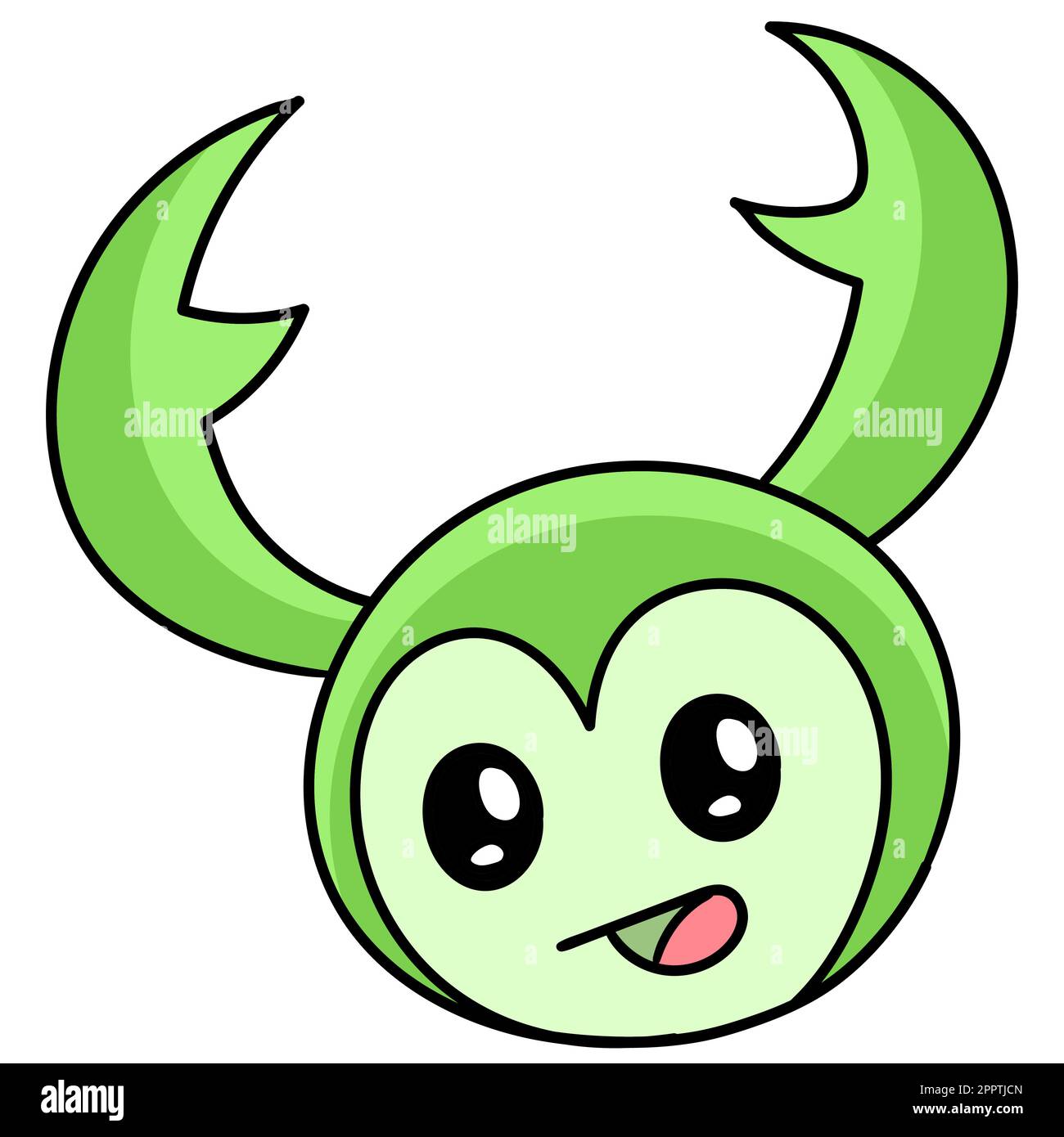 Green beetle insect cartoon with claws on head, doodle kawaii. doodle
