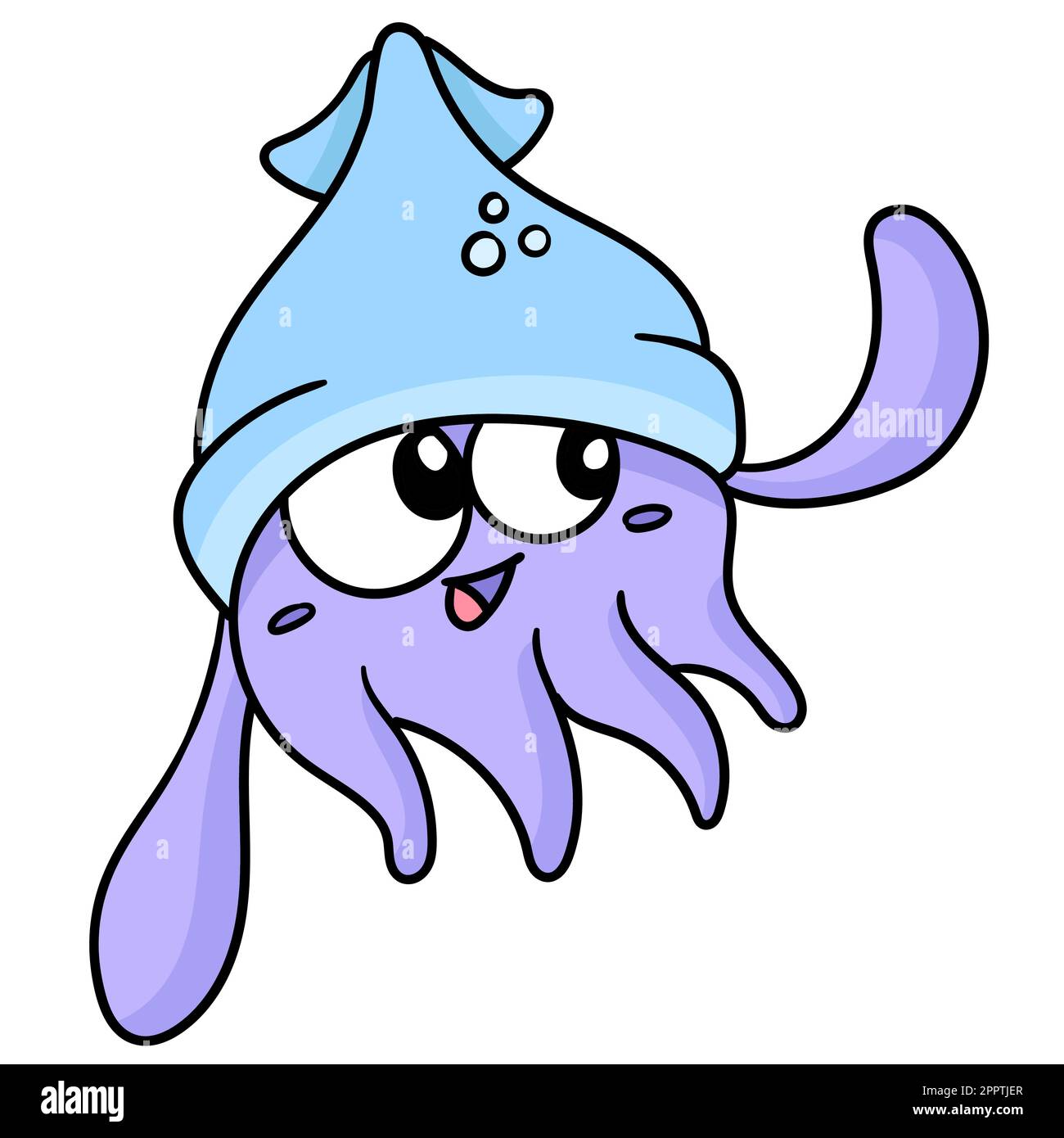 cute kid squid laugh, doodle kawaii. doodle icon image Stock Vector