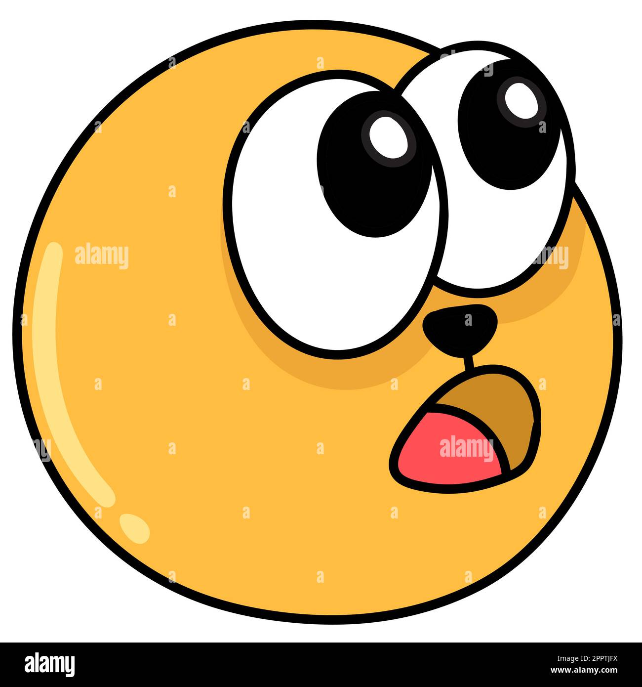 emoji ball with a face being amazed in awe, doodle kawaii. doodle icon ...