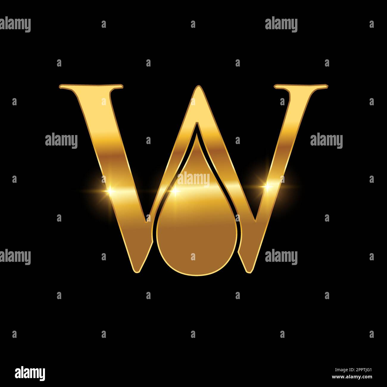 M&W Initial logo. Ornament ampersand monogram golden logo Stock