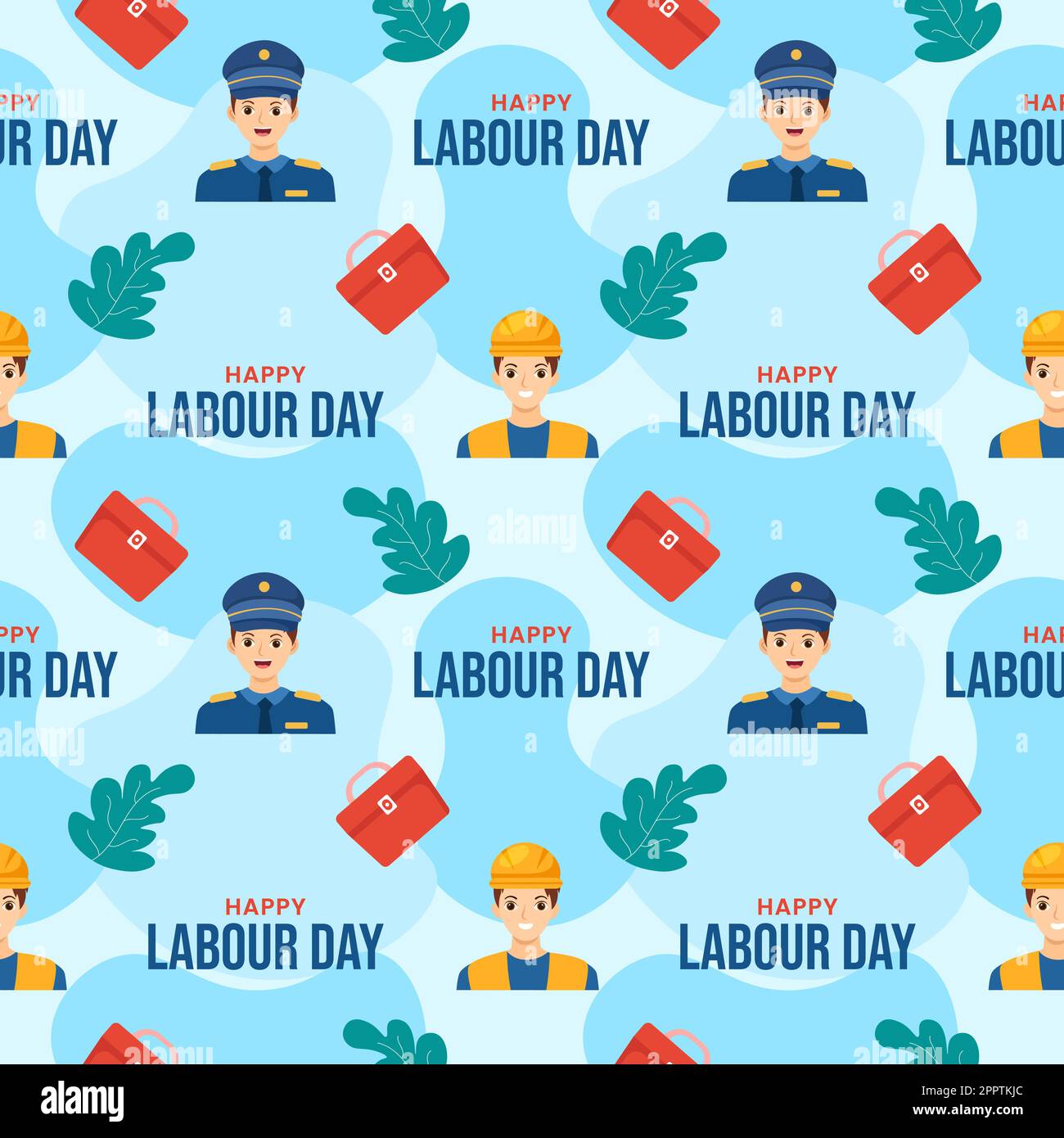 Happy Labor Day Seamless Pattern Design Illustration with Different ...