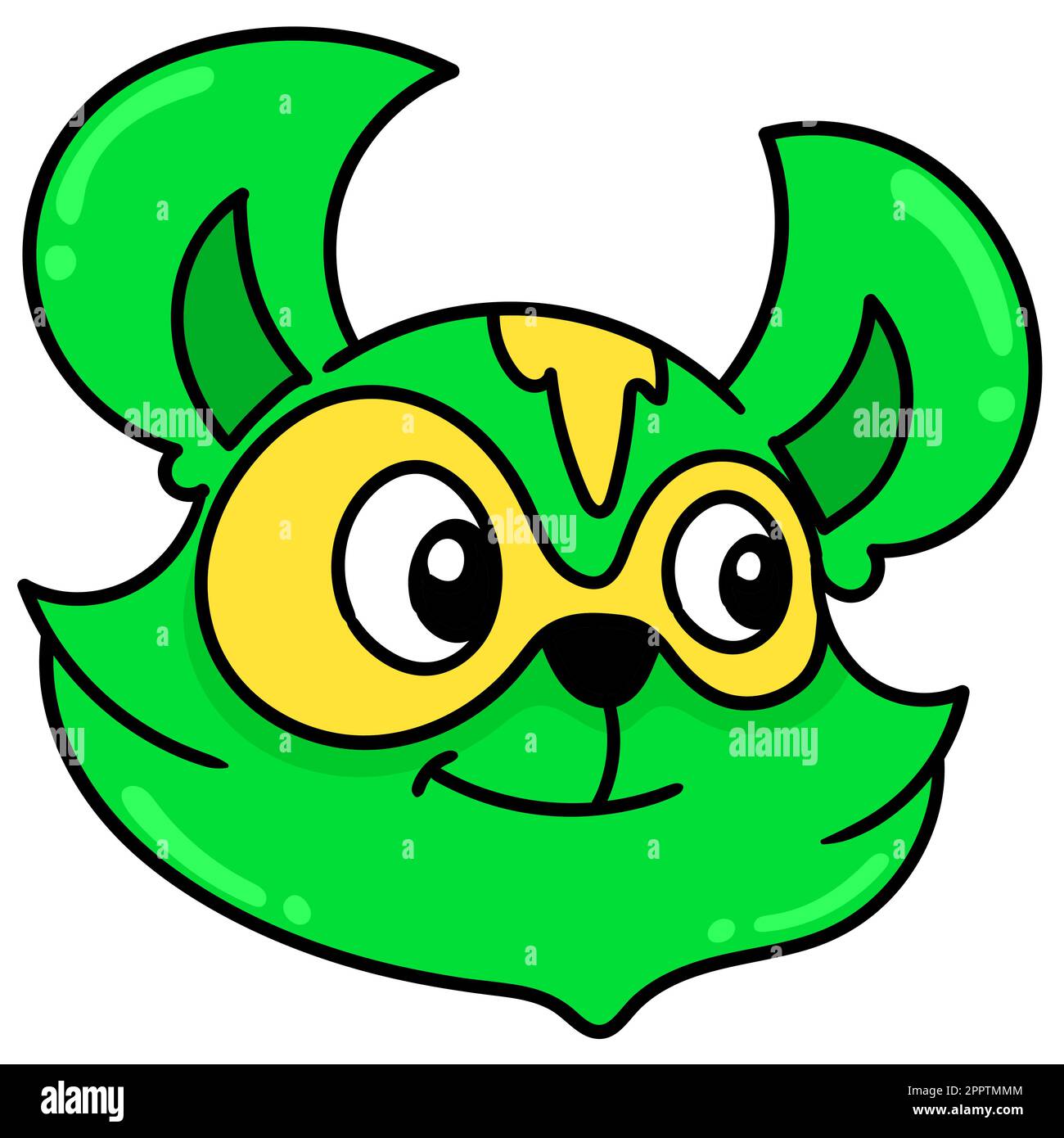 green wolf head emoticon, doodle icon image kawaii Stock Vector Image