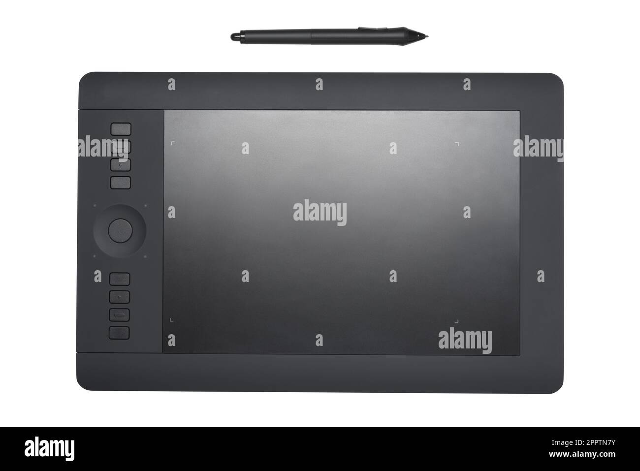 Graphic tablet with pen isolated on white background. Professional tool