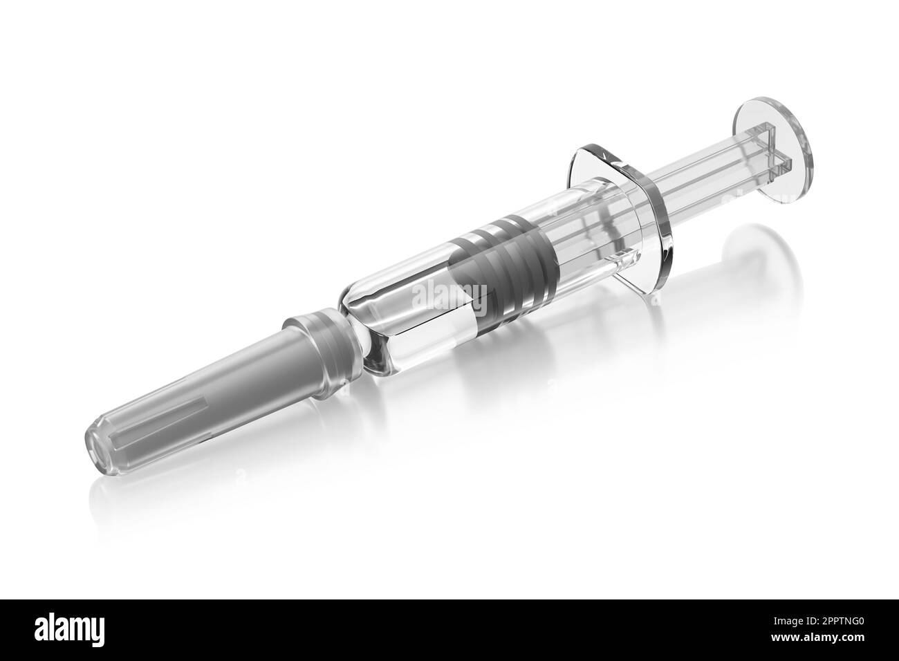 Prefilled syringe isolated on white. 3D rendering illustration Stock
