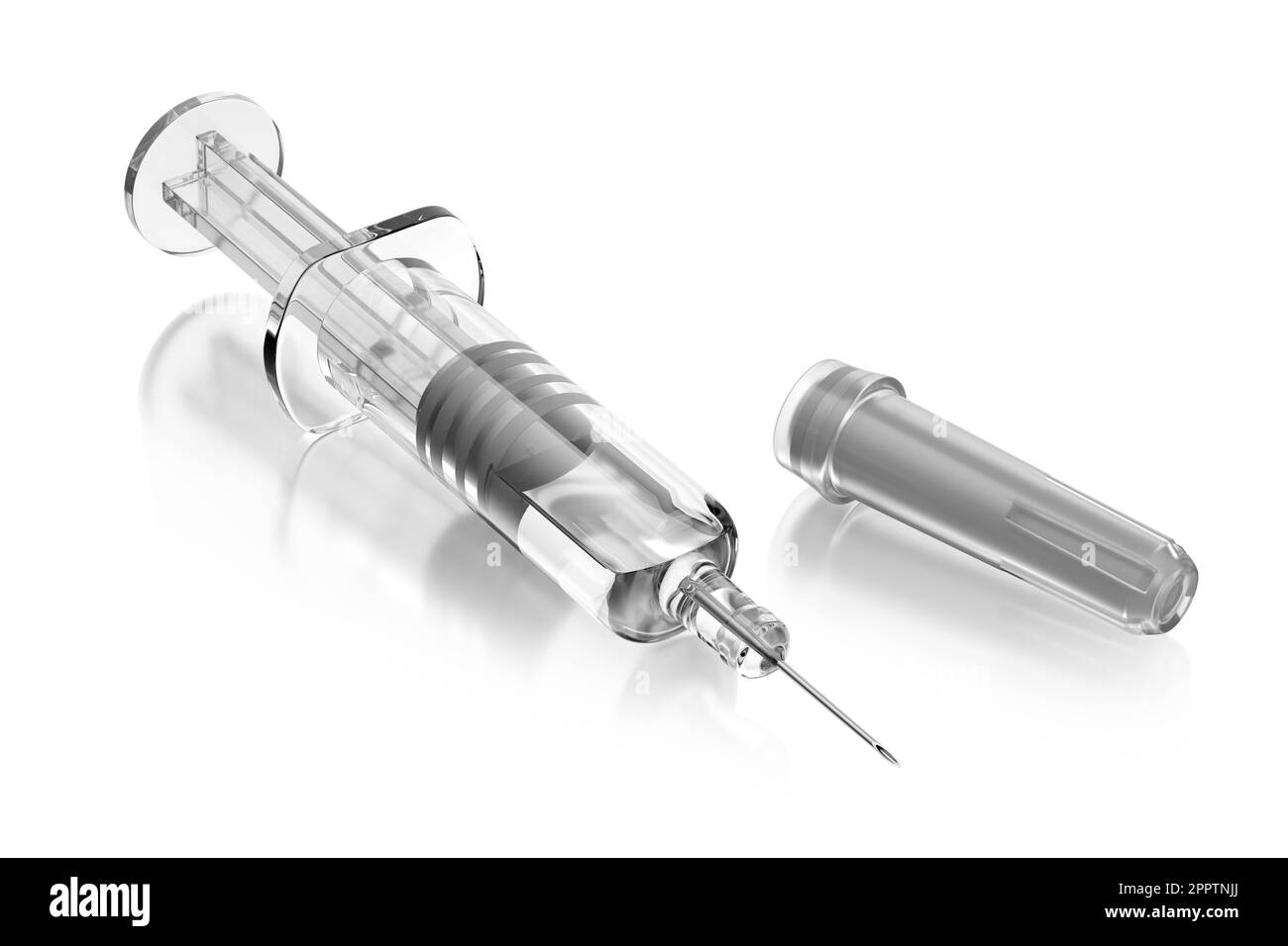 Pre-filled syringe isolated on white. 3D rendering illustration Stock ...