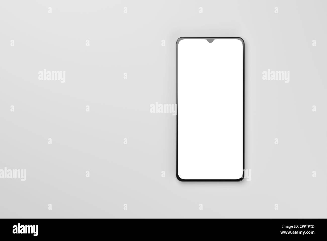 Modern smartphone with blank screen on gray background, mockup