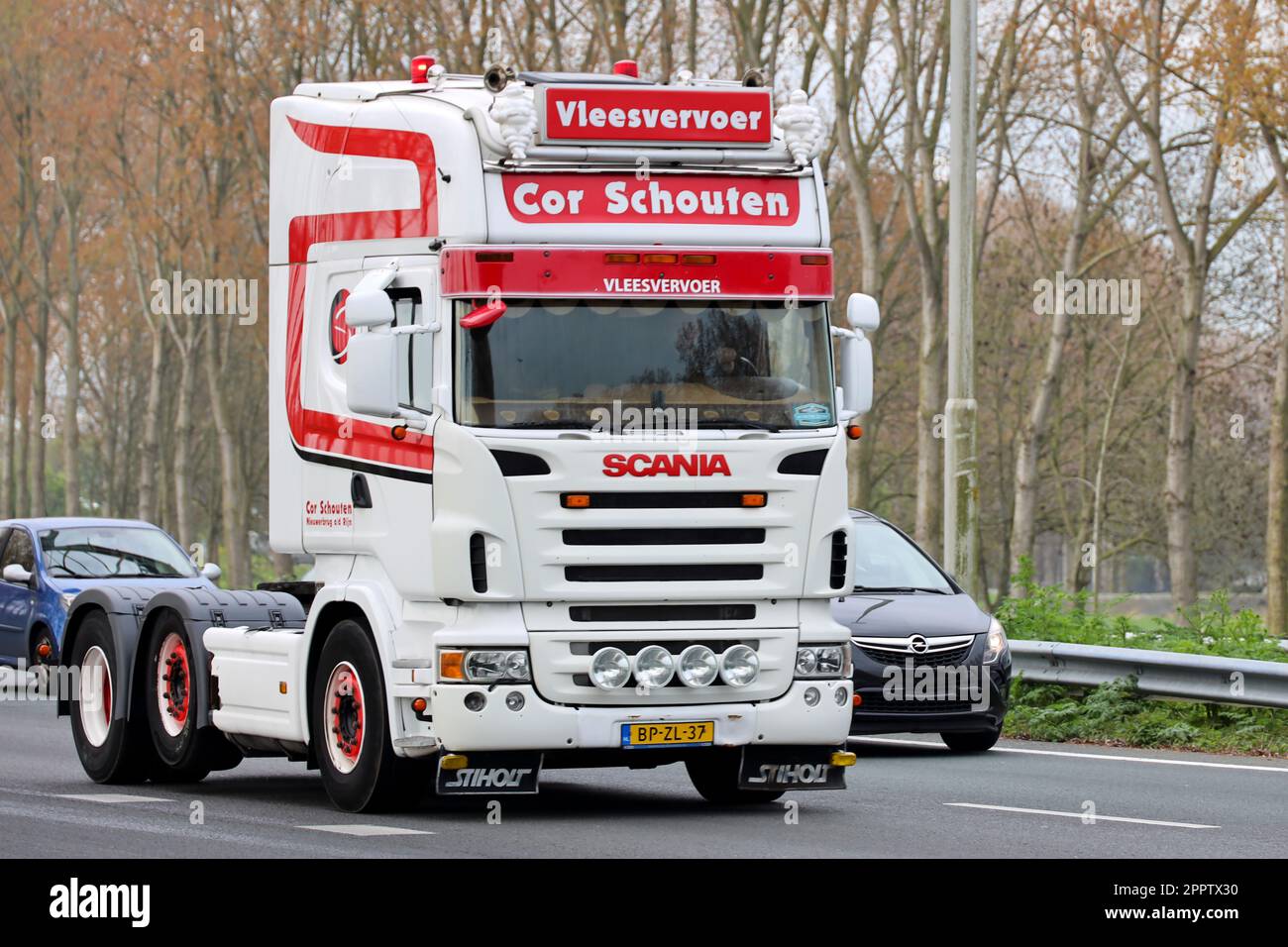 Retro trucks participate in a Retro Truck Tour through South Holland in