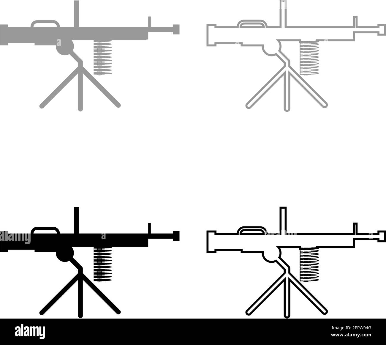 Machine-gun weapon set icon grey black color vector illustration image ...