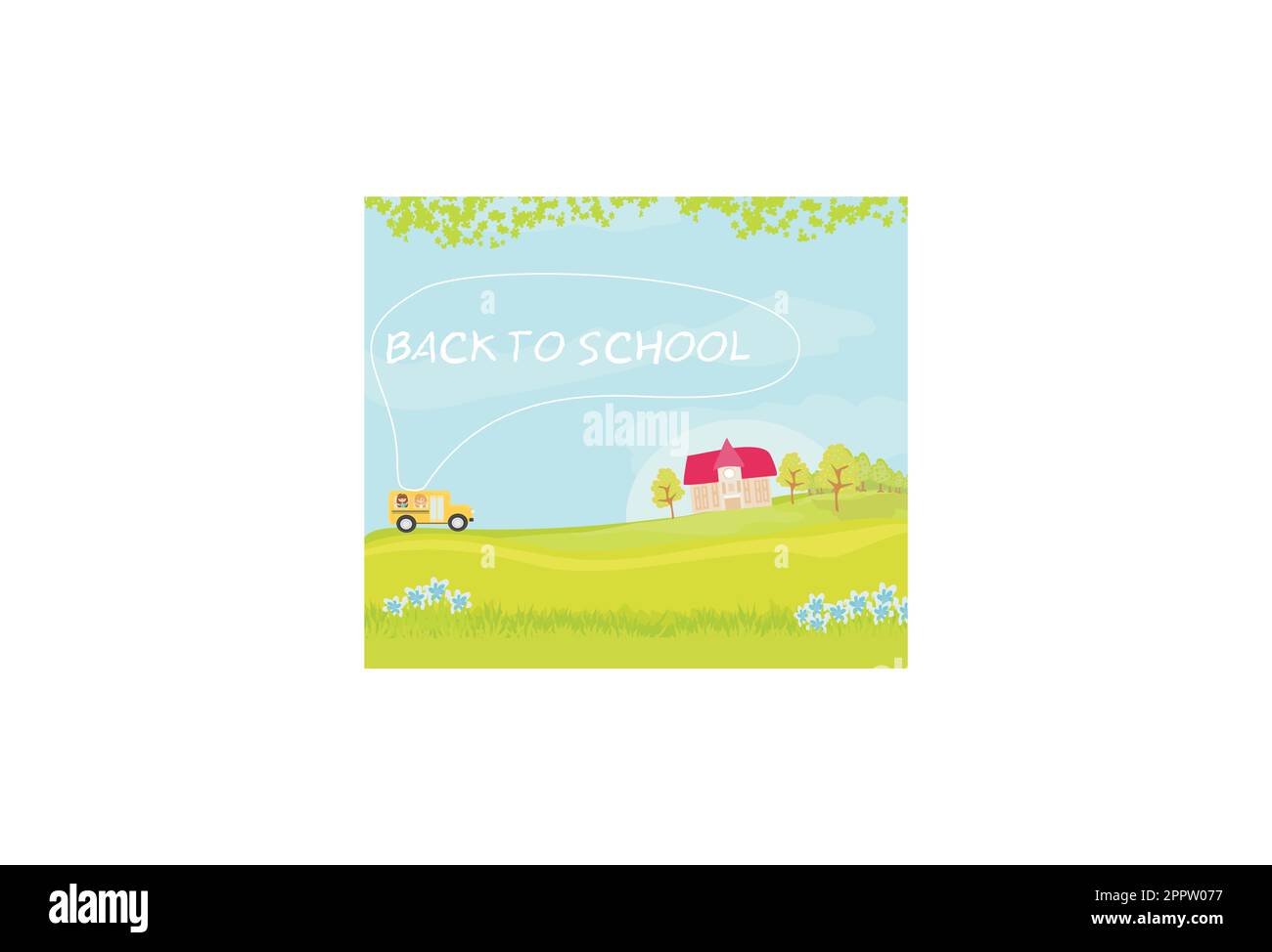 school bus heading to school with happy children Stock Vector Image ...