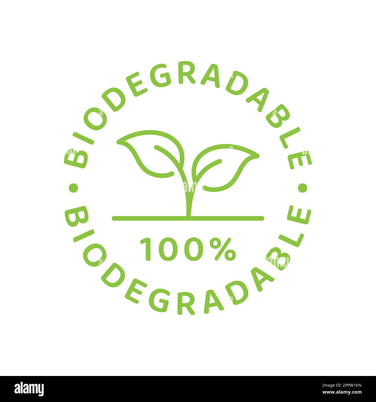 Biodegradable label in green with leaf and circle Stock Vector