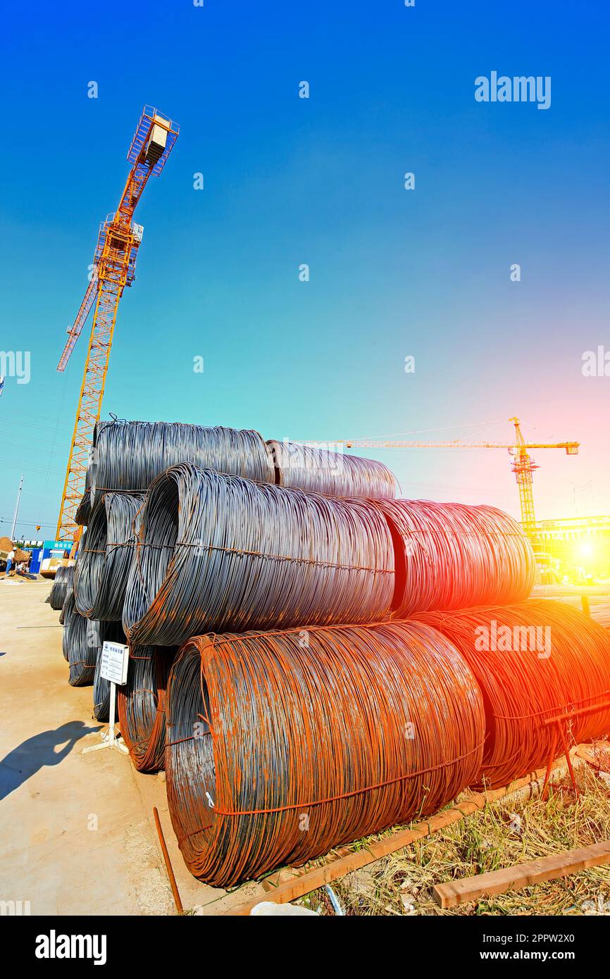 Steel rods or bars used to reinforce concrete Stock Photo Alamy