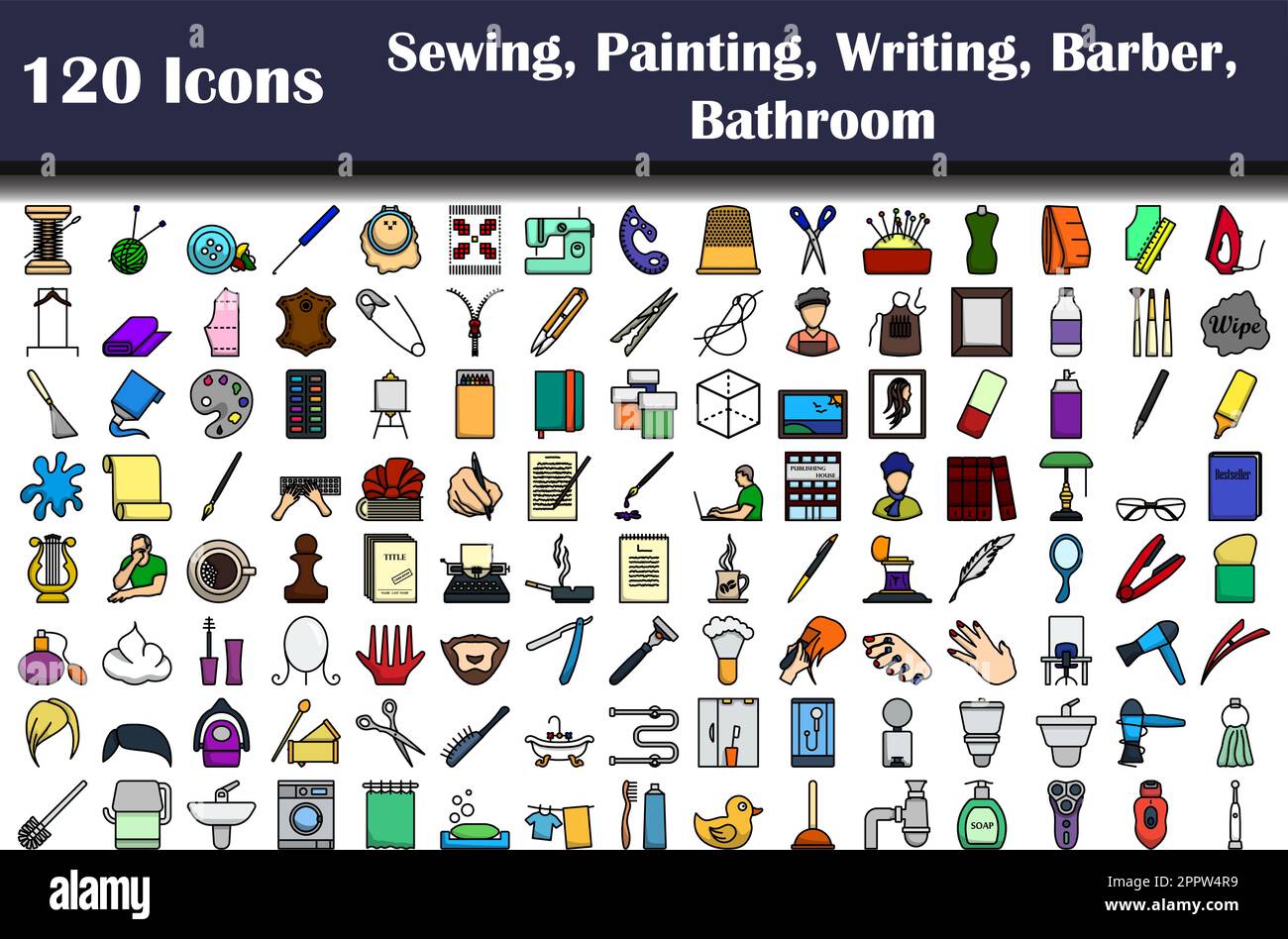 Set of 120 icons sewing hi-res stock photography and images - Alamy