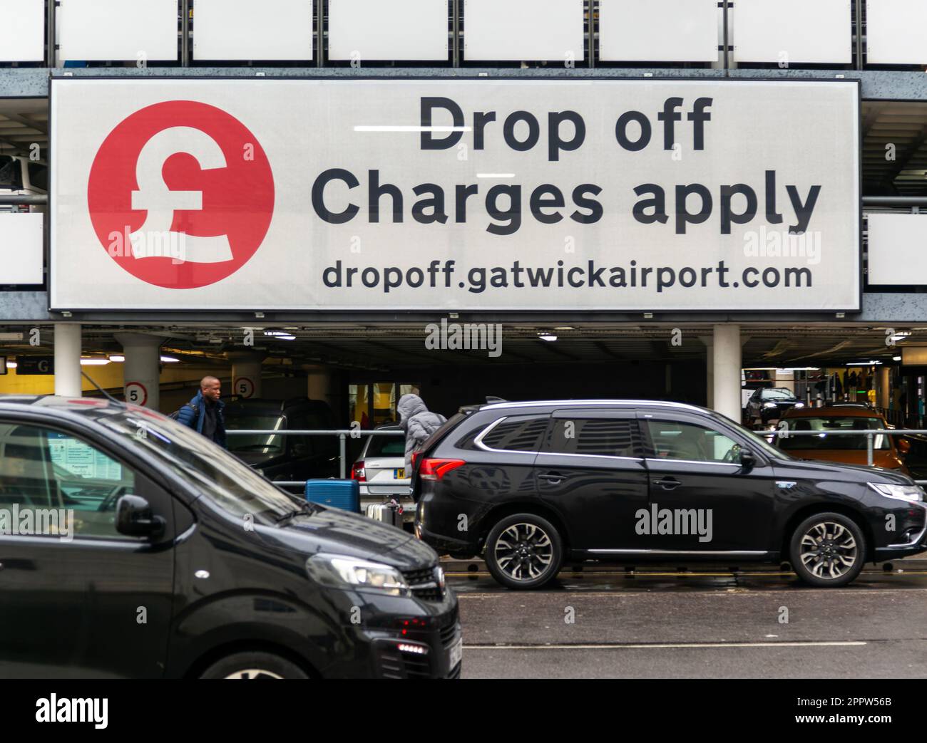 Drop Off Charges Apply sign at North Terminal, London Gatwick airport