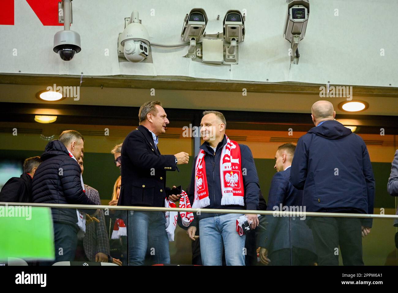 WARSAW, POLAND - MARCH 27, 2023: European qualifiers EURO 2024 gropu stage Poland - Albania o/p: Andrzej Duda president of Poland Stock Photo