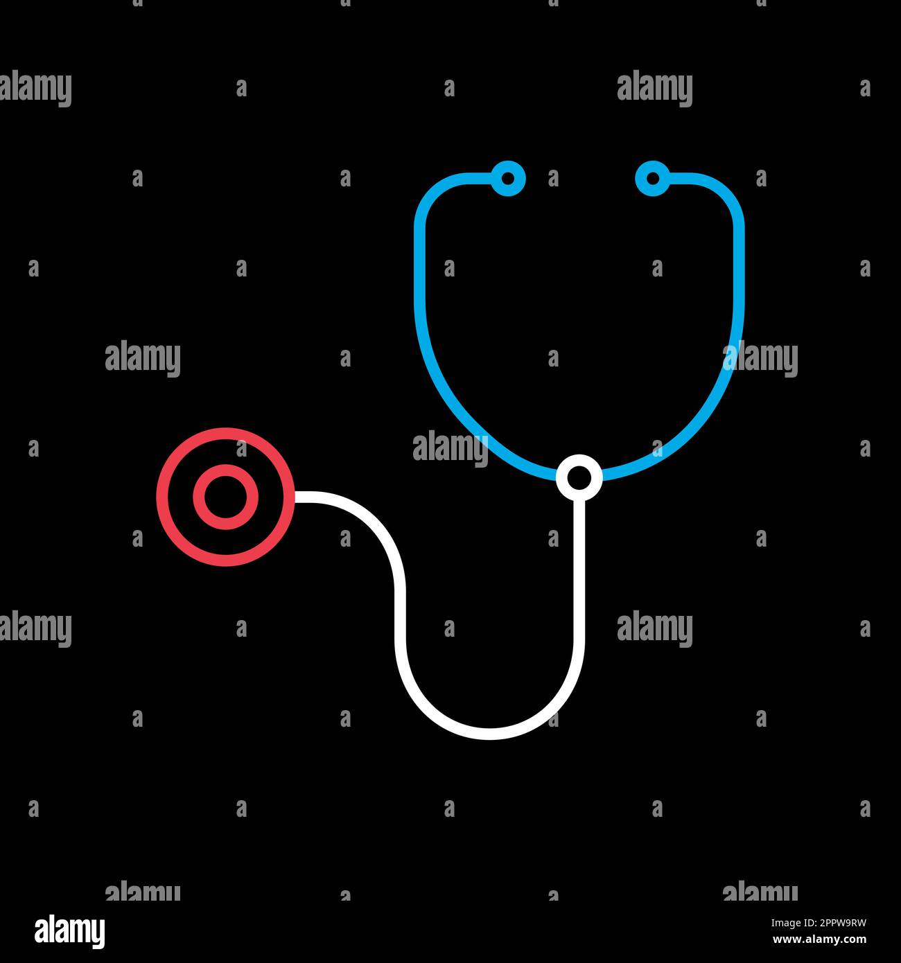 Medical stethoscope vector icon on black background. Medical sign Stock ...