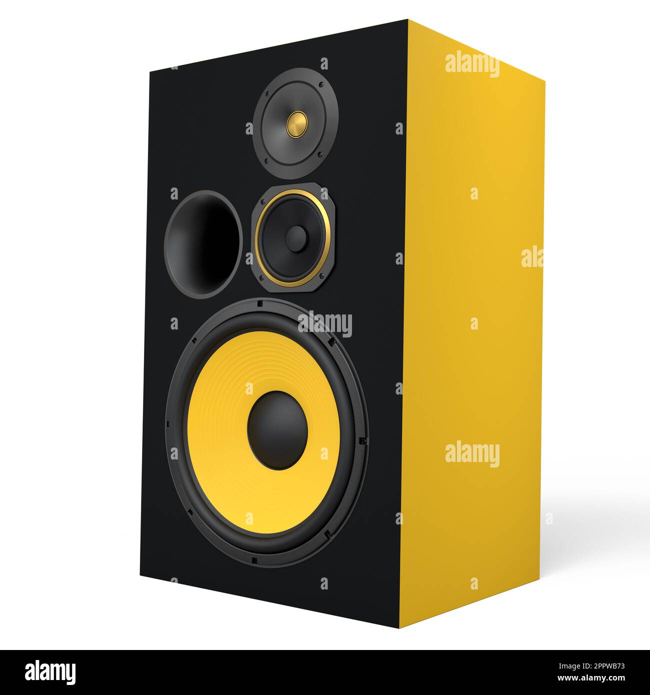 Hifi speakers with loudspeakers isolated on white background. 3d