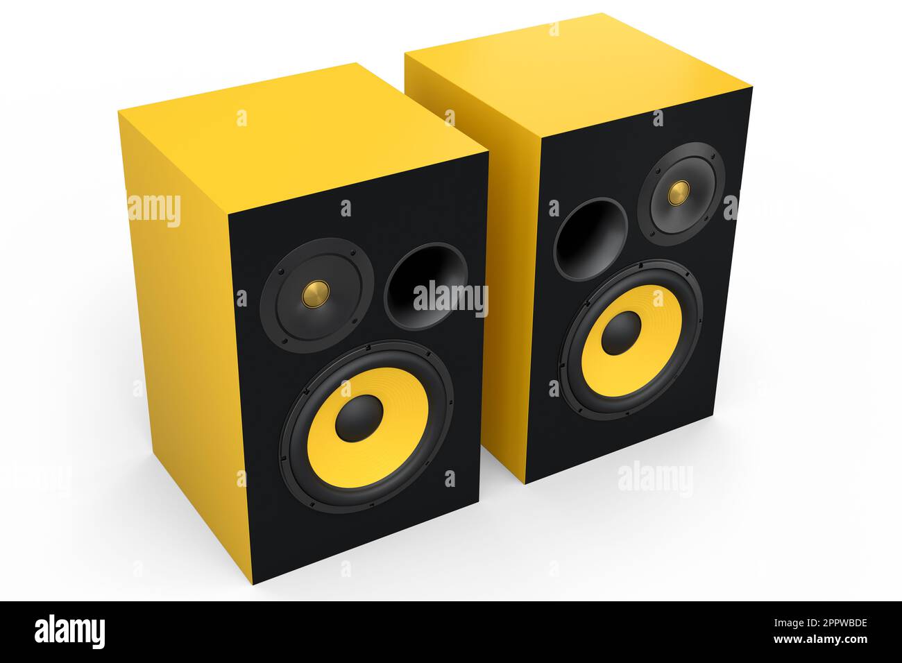 Hifi speakers with loudspeakers isolated on white background. 3d