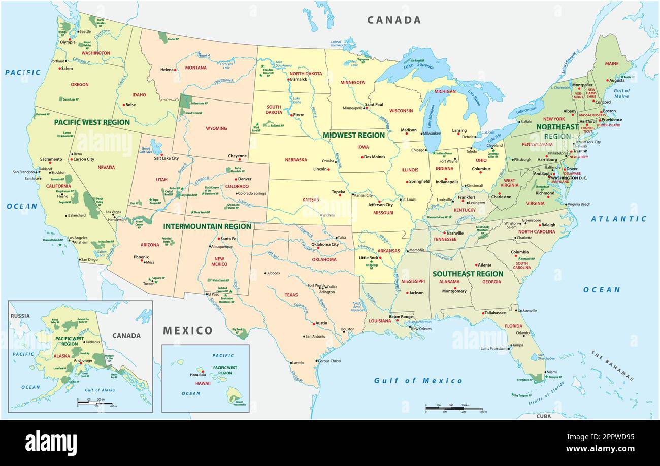 Vector map of national parks United - Vector Map Of National Parks United States 2PPWD95