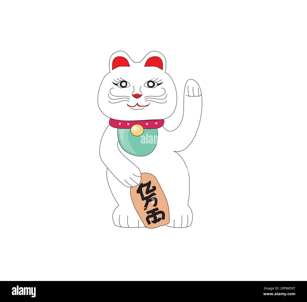 Traditional Chinese Cat of Luck. Some believe it attracts good fortune. Stock Vector