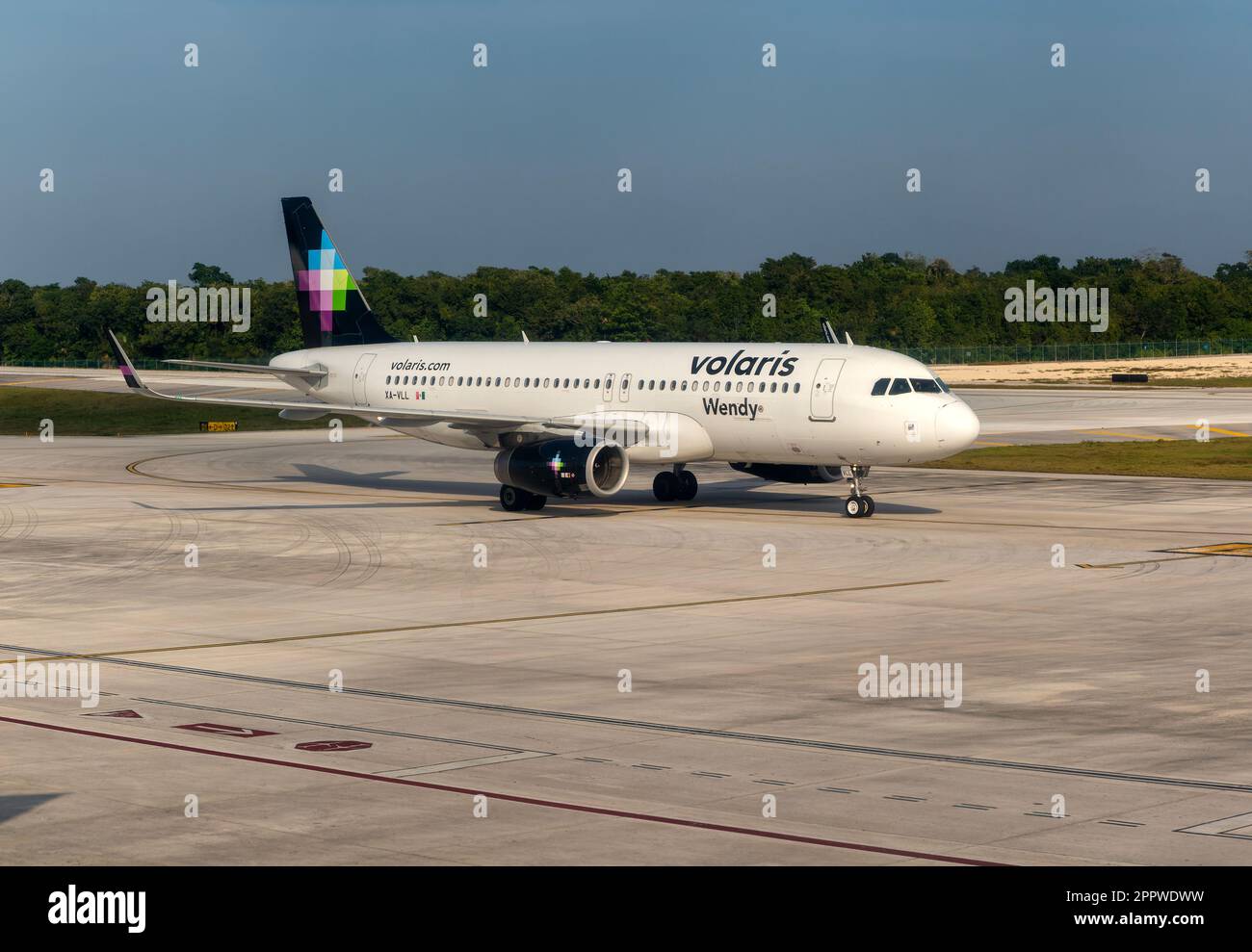 Volaris airline Airbus A320233 plane at Cancun airport, Quintana Roo