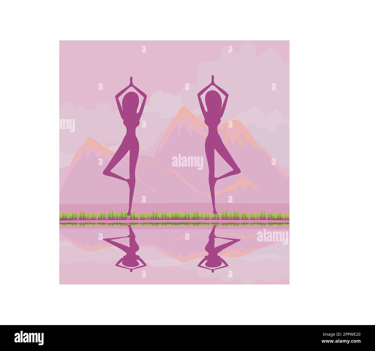 women in a traditional yoga pose vector illustration Stock Vector