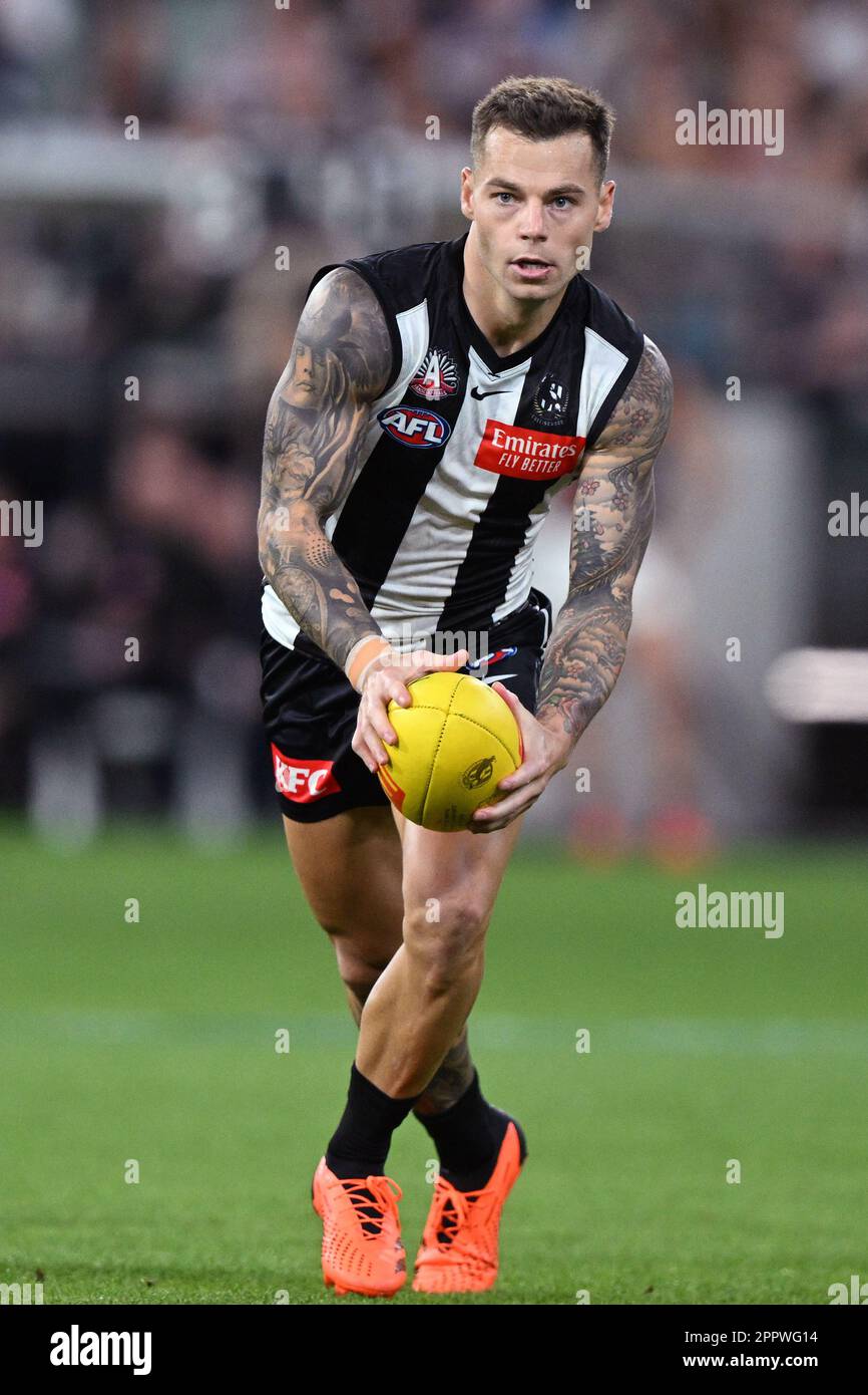 Jamie Elliott of Collingwood in action during the AFL Round 6 match ...